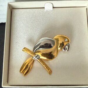 Vintage Bay Studio Two-Tone Parrot on Branch Pin